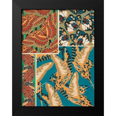Decorative Butterflies IV Black Modern Wood Framed Art Print by Seguy, Eugene