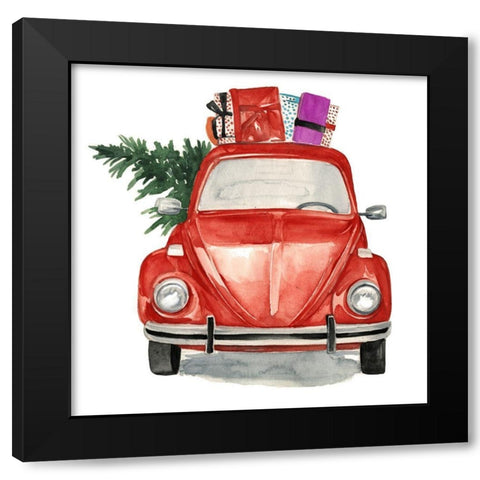 Christmas Cars I Black Modern Wood Framed Art Print by Parker, Jennifer Paxton