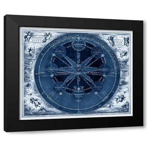 Indigo Planetary Chart Black Modern Wood Framed Art Print by Vision Studio