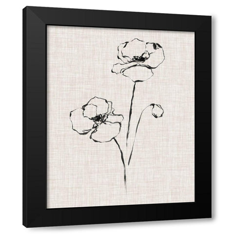 Floral Ink Study III Black Modern Wood Framed Art Print by Harper, Ethan