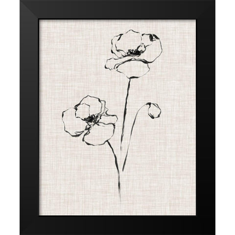 Floral Ink Study III Black Modern Wood Framed Art Print by Harper, Ethan