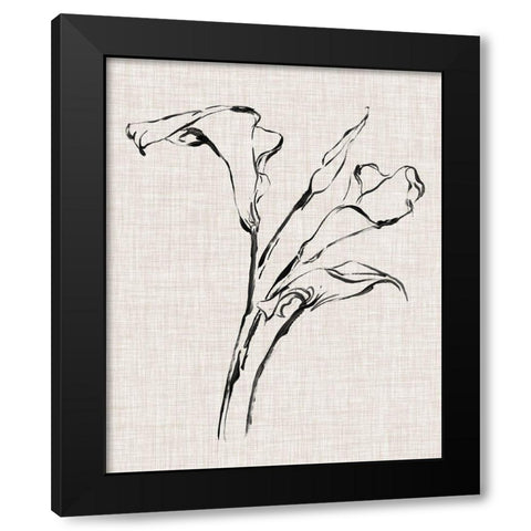 Floral Ink Study IV Black Modern Wood Framed Art Print by Harper, Ethan