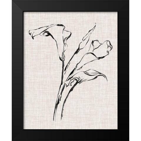 Floral Ink Study IV Black Modern Wood Framed Art Print by Harper, Ethan
