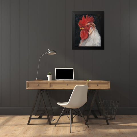 Rooster Portrait II Black Modern Wood Framed Art Print by Harper, Ethan