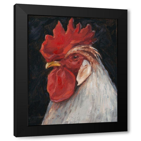 Rooster Portrait II Black Modern Wood Framed Art Print by Harper, Ethan