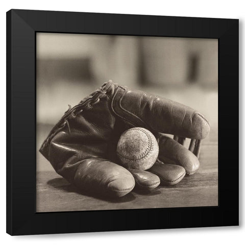 Baseball Nostalgia I Black Modern Wood Framed Art Print by Messer, Judy B.