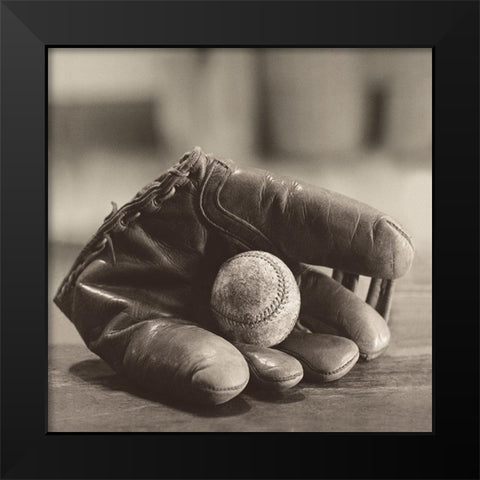 Baseball Nostalgia I Black Modern Wood Framed Art Print by Messer, Judy B.