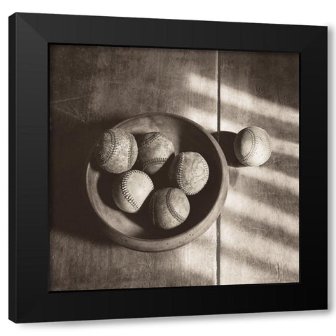 Baseball Nostalgia II Black Modern Wood Framed Art Print with Double Matting by Messer, Judy B.