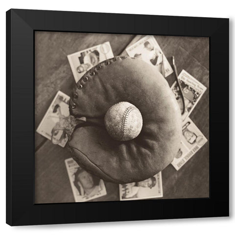 Baseball Nostalgia III Black Modern Wood Framed Art Print by Messer, Judy B.