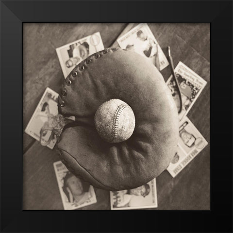 Baseball Nostalgia III Black Modern Wood Framed Art Print by Messer, Judy B.
