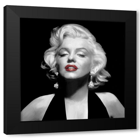Halter Top Marilyn Red Lips Black Modern Wood Framed Art Print by Consani, Chris