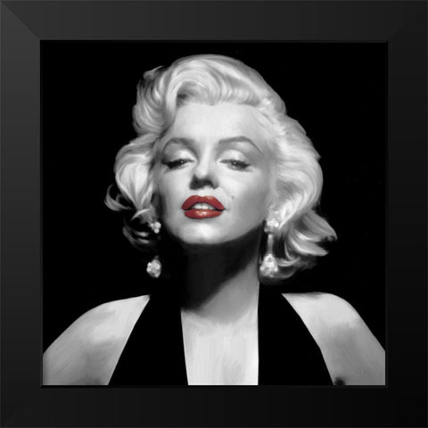 Halter Top Marilyn Red Lips Black Modern Wood Framed Art Print by Consani, Chris