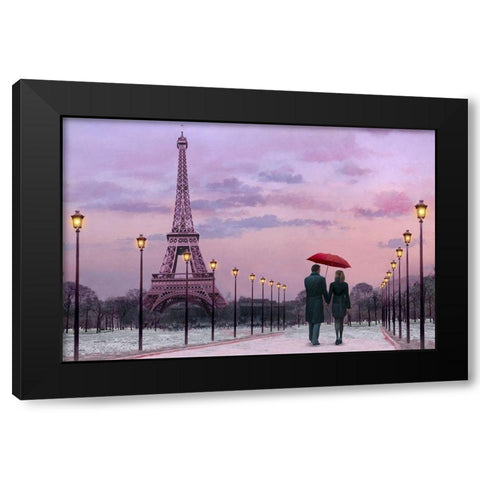 Red Umbrella Black Modern Wood Framed Art Print with Double Matting by Consani, Chris