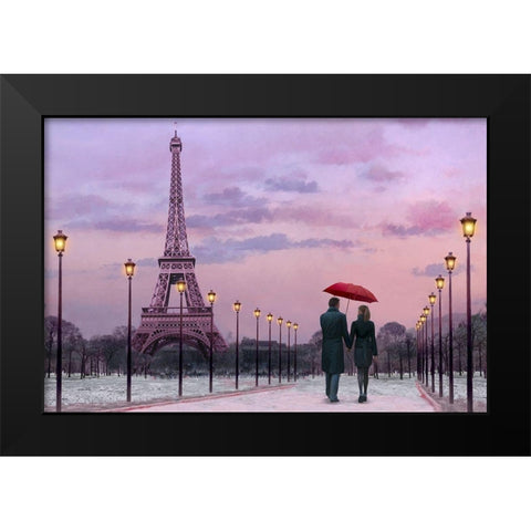 Red Umbrella Black Modern Wood Framed Art Print by Consani, Chris
