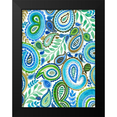 Blue and Green Paisley II Black Modern Wood Framed Art Print by Moore, Regina