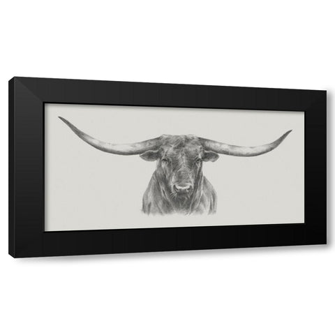Longhorn Bull Black Modern Wood Framed Art Print by Harper, Ethan