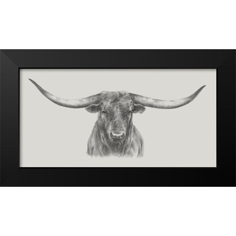 Longhorn Bull Black Modern Wood Framed Art Print by Harper, Ethan