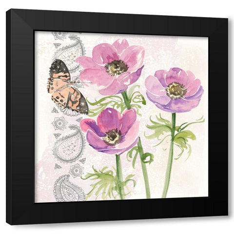 Flowers and Lace I Black Modern Wood Framed Art Print by Parker, Jennifer Paxton