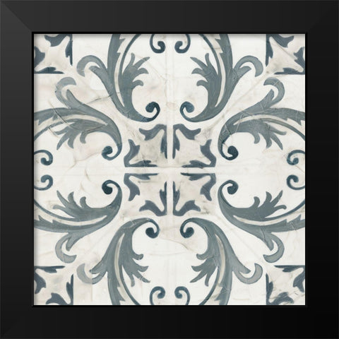 Teal Tile Collection I Black Modern Wood Framed Art Print by Vess, June Erica