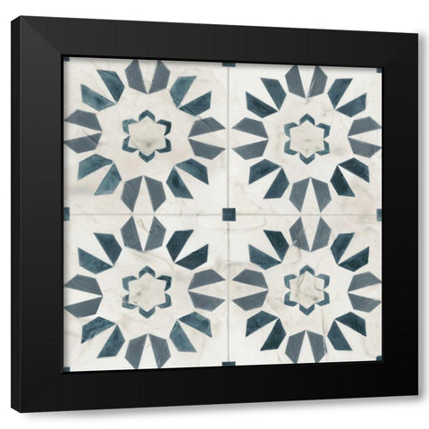 Teal Tile Collection III Black Modern Wood Framed Art Print by Vess, June Erica