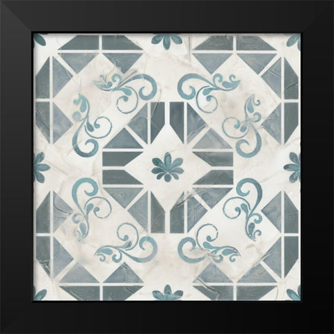 Teal Tile Collection VI Black Modern Wood Framed Art Print by Vess, June Erica