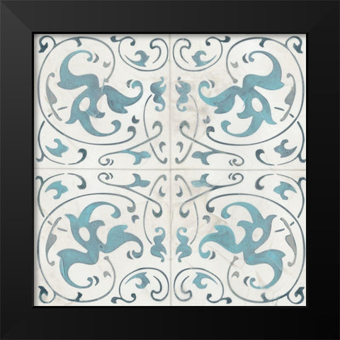 Teal Tile Collection VIII Black Modern Wood Framed Art Print by Vess, June Erica