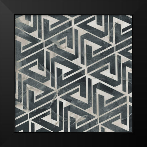 Neutral Tile Collection II Black Modern Wood Framed Art Print by Vess, June Erica