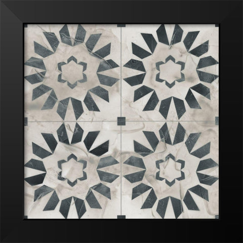 Neutral Tile Collection III Black Modern Wood Framed Art Print by Vess, June Erica