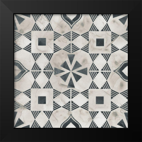 Neutral Tile Collection V Black Modern Wood Framed Art Print by Vess, June Erica