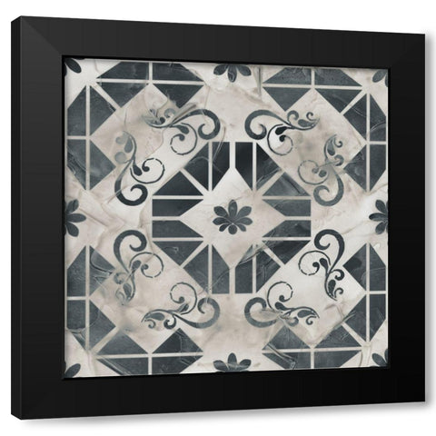 Neutral Tile Collection VI Black Modern Wood Framed Art Print with Double Matting by Vess, June Erica