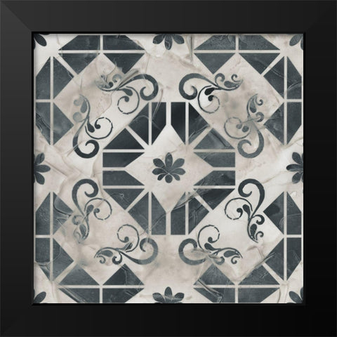 Neutral Tile Collection VI Black Modern Wood Framed Art Print by Vess, June Erica