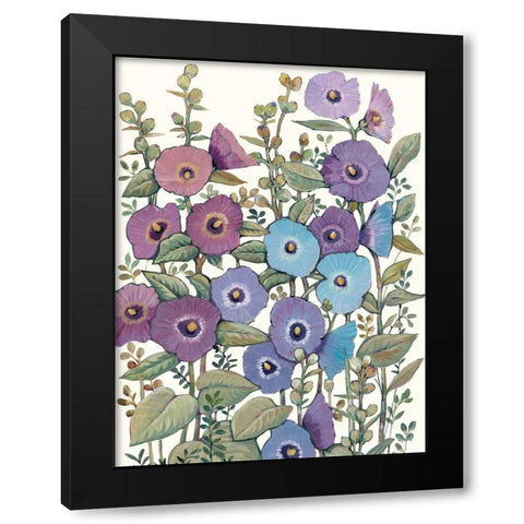 Hollyhocks in Bloom II Black Modern Wood Framed Art Print by OToole, Tim