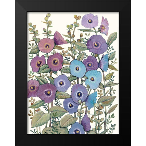Hollyhocks in Bloom II Black Modern Wood Framed Art Print by OToole, Tim