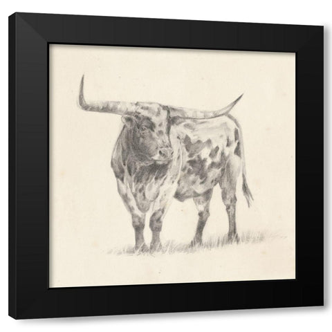 Longhorn Steer Sketch II Black Modern Wood Framed Art Print by Harper, Ethan
