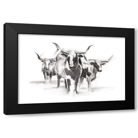 Contemporary Cattle I Black Modern Wood Framed Art Print with Double Matting by Harper, Ethan
