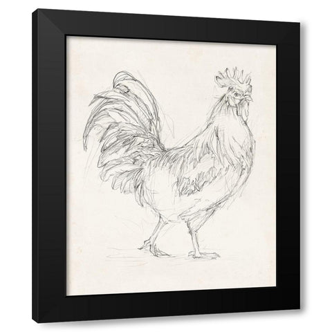 Rooster Sketch I Black Modern Wood Framed Art Print by Harper, Ethan