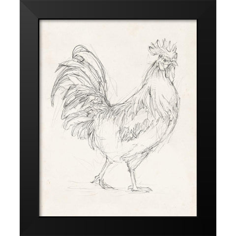 Rooster Sketch I Black Modern Wood Framed Art Print by Harper, Ethan