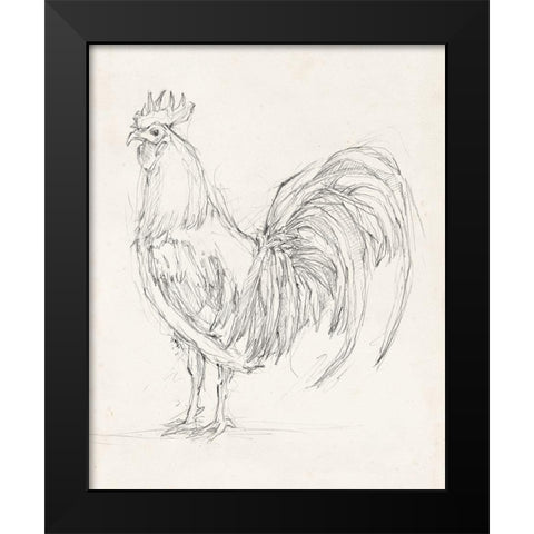 Rooster Sketch II Black Modern Wood Framed Art Print by Harper, Ethan