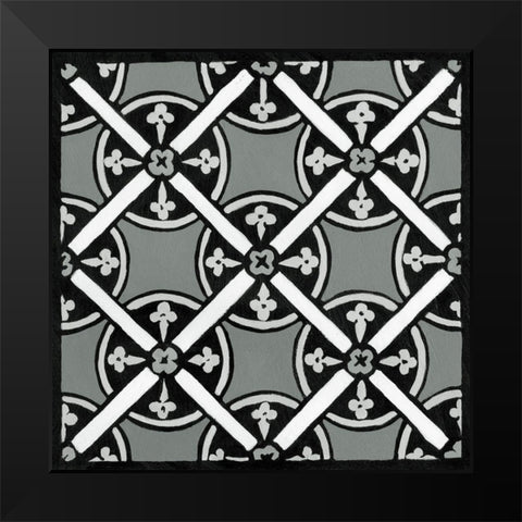 Non-embellish Renaissance Tile III Black Modern Wood Framed Art Print by Vision Studio