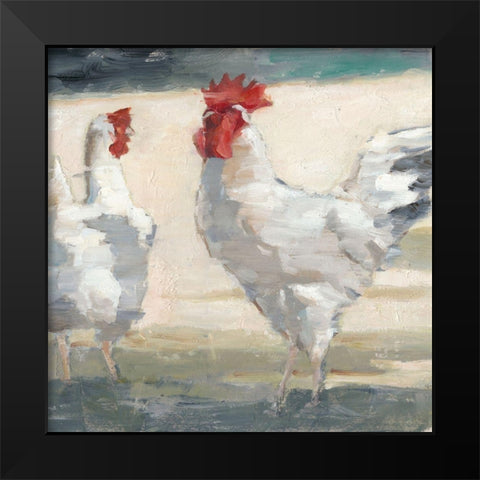 Chicken Yard II Black Modern Wood Framed Art Print by Harper, Ethan