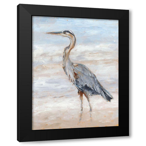 Beach Heron II Black Modern Wood Framed Art Print by Harper, Ethan