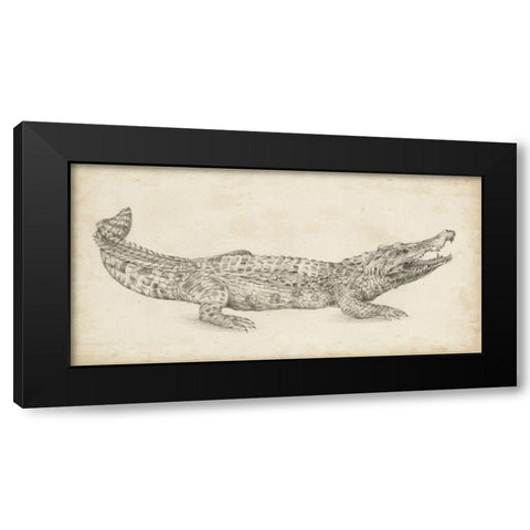 Crocodile Sketch Black Modern Wood Framed Art Print by Harper, Ethan