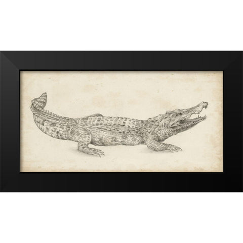 Crocodile Sketch Black Modern Wood Framed Art Print by Harper, Ethan