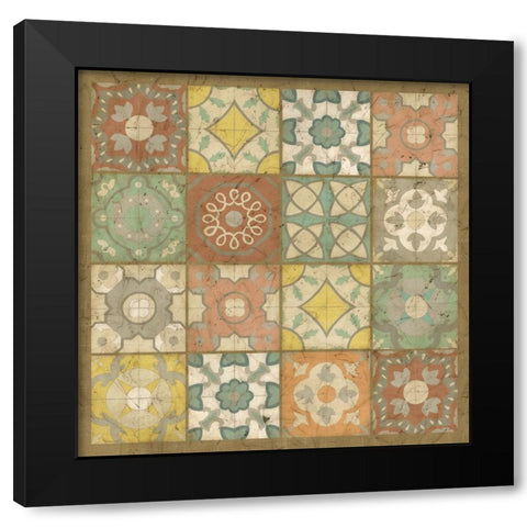Non-Embellished Barcelona Tiles II Black Modern Wood Framed Art Print with Double Matting by Zarris, Chariklia