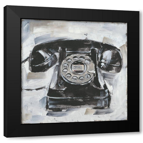 Retro Phone I Black Modern Wood Framed Art Print by Harper, Ethan