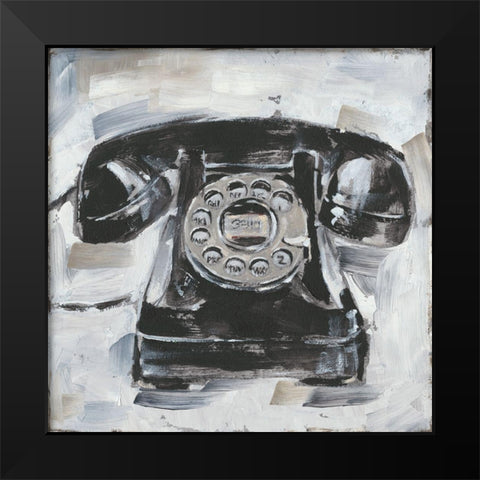 Retro Phone I Black Modern Wood Framed Art Print by Harper, Ethan
