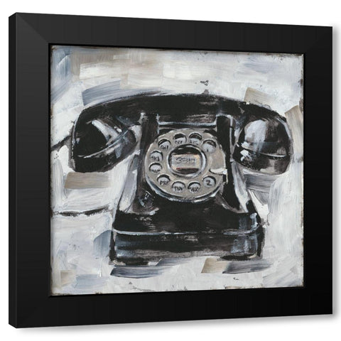 Retro Phone I Black Modern Wood Framed Art Print by Harper, Ethan