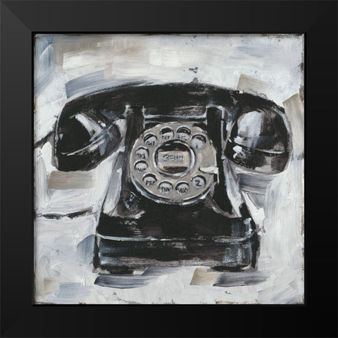 Retro Phone I Black Modern Wood Framed Art Print by Harper, Ethan