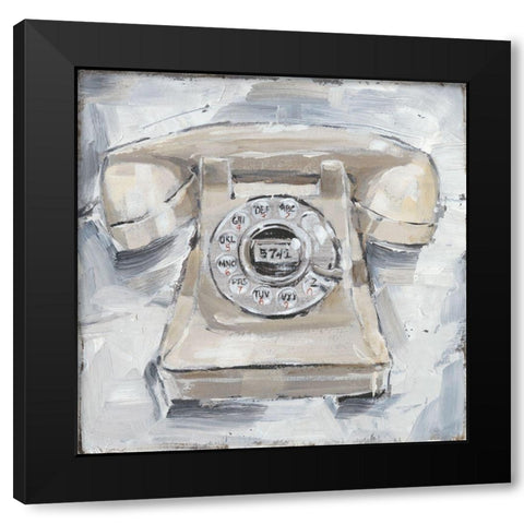 Retro Phone II Black Modern Wood Framed Art Print by Harper, Ethan