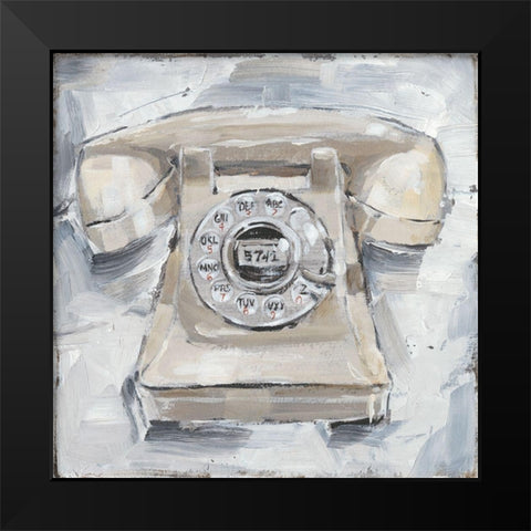 Retro Phone II Black Modern Wood Framed Art Print by Harper, Ethan